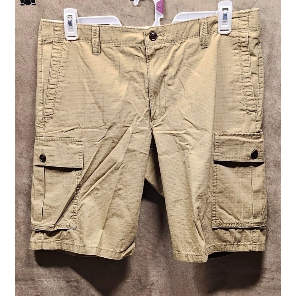 Dockers Mens Khaki Tan Ripstop Cotton Cargo Shorts Size 34 Casual Outdoor Hiking